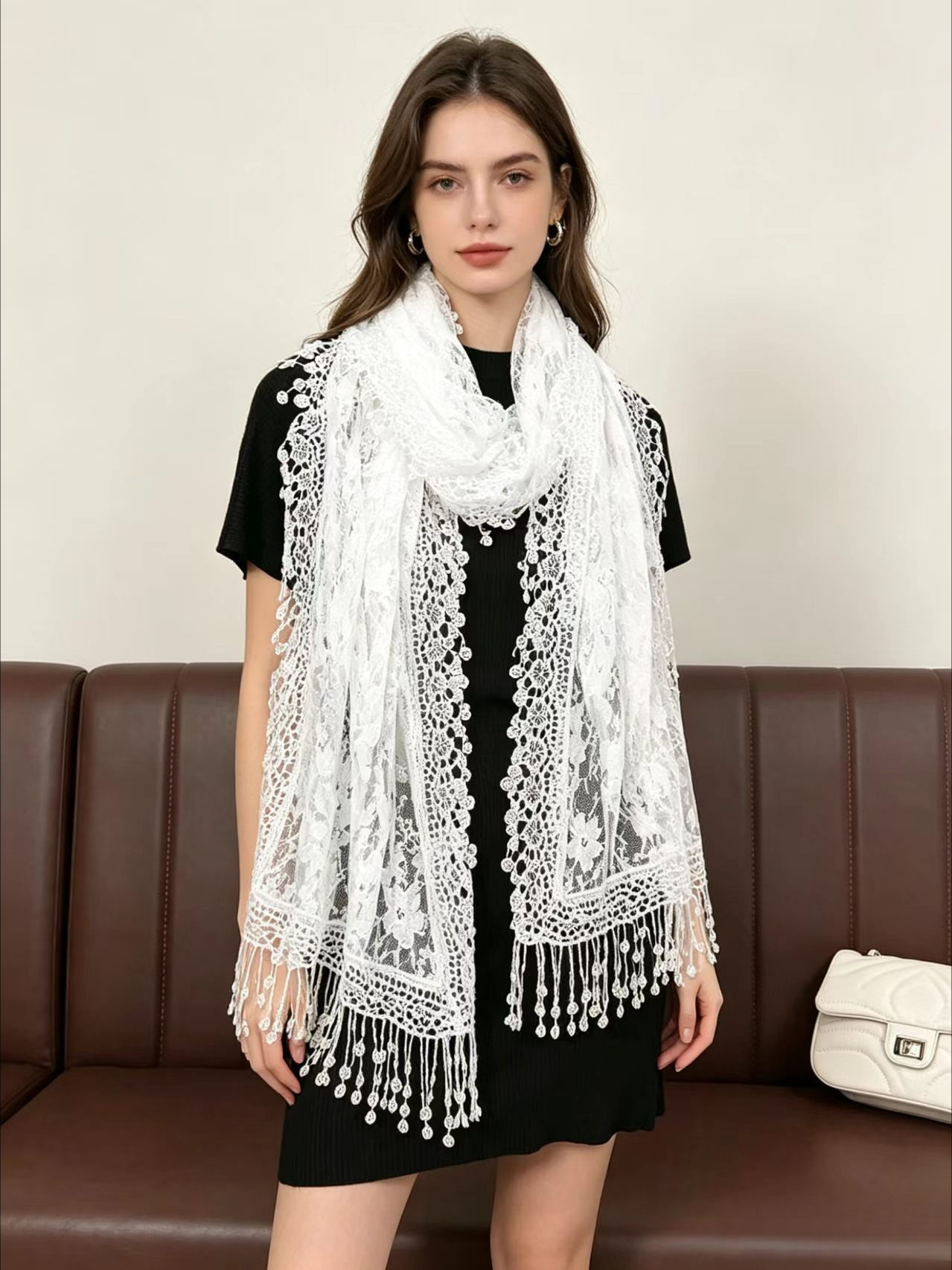 New Embroidery Lace Scarf Shaw - Stole Wedding Shawl avaliação e preço
