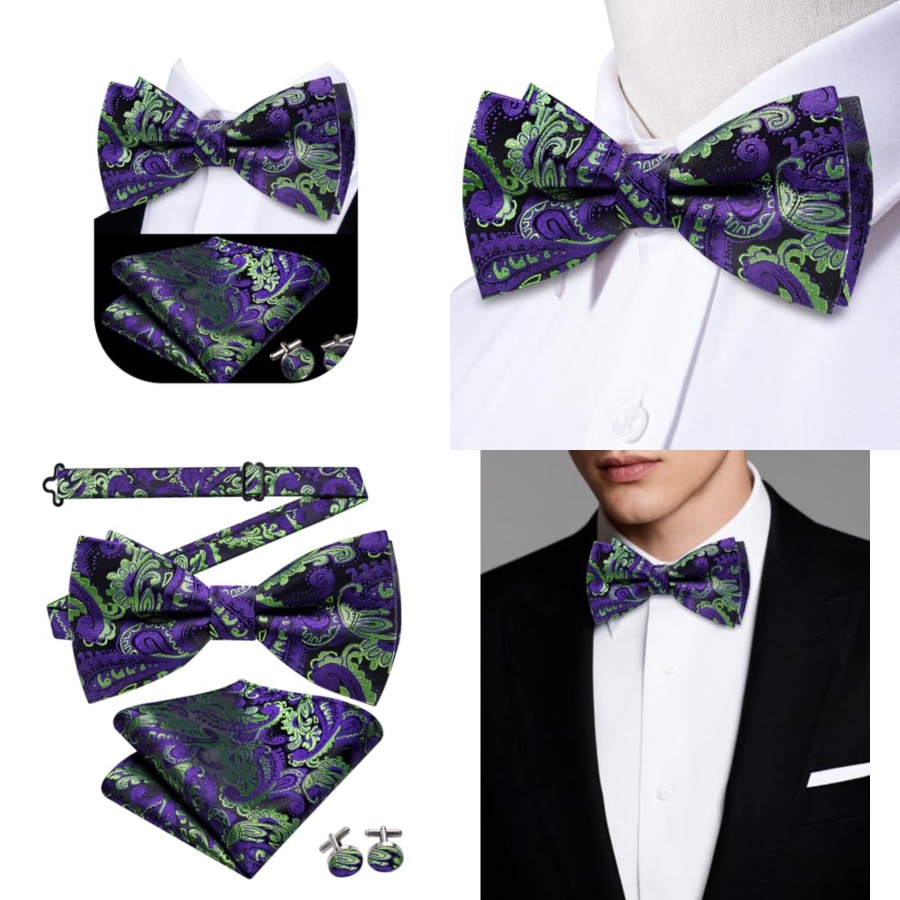 Mens Paisley Striped Bowtie Se - Silk Tie Striped avaliação e preço