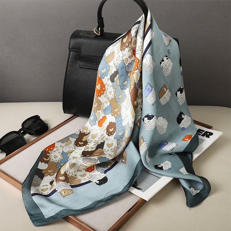 Luxury Silk Shawl Fat Cat Squa - Silk Neck Scarf avaliação e preço