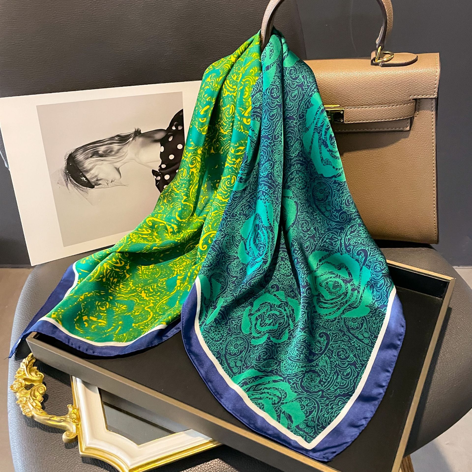 70x70cm Women Scarf Silk Feeli - Ascot Neck Scarf avaliação e preço