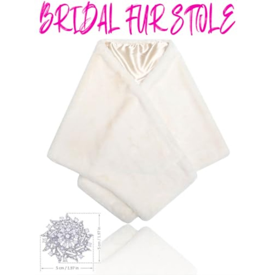 Bride Wedding Faux Fur Shawls  - Stole Wedding Shawl avaliação e preço