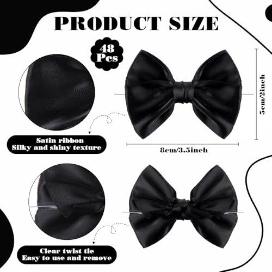 Black 48 Pcs 3.5 Inch Bows wit - Bow Tie Pre Tied avaliação e preço