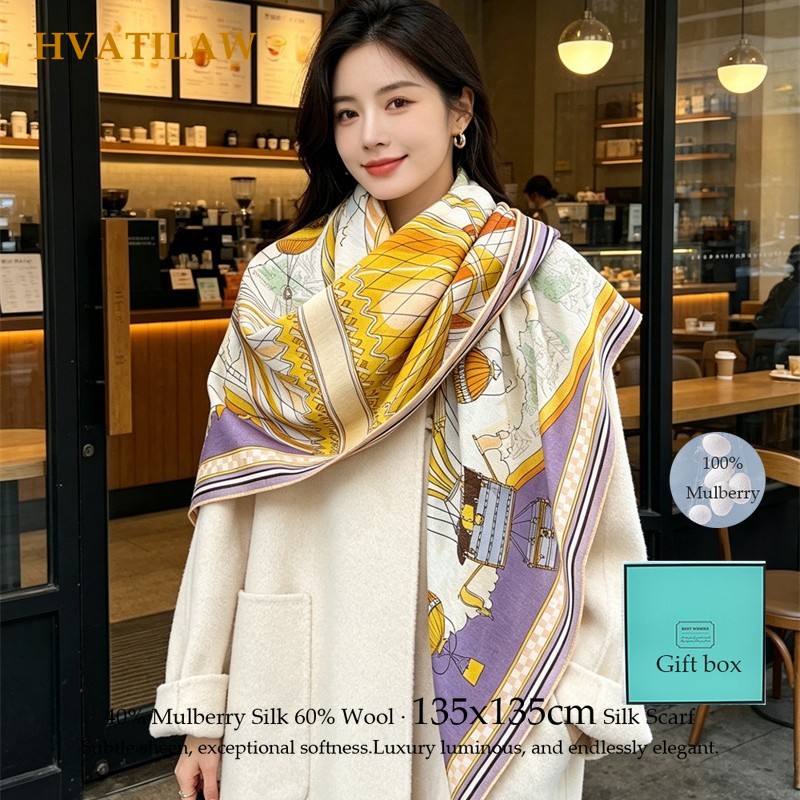 Fashion 135x135cm Silk Wool Sc - Pashmina Wrap Large avaliação e preço