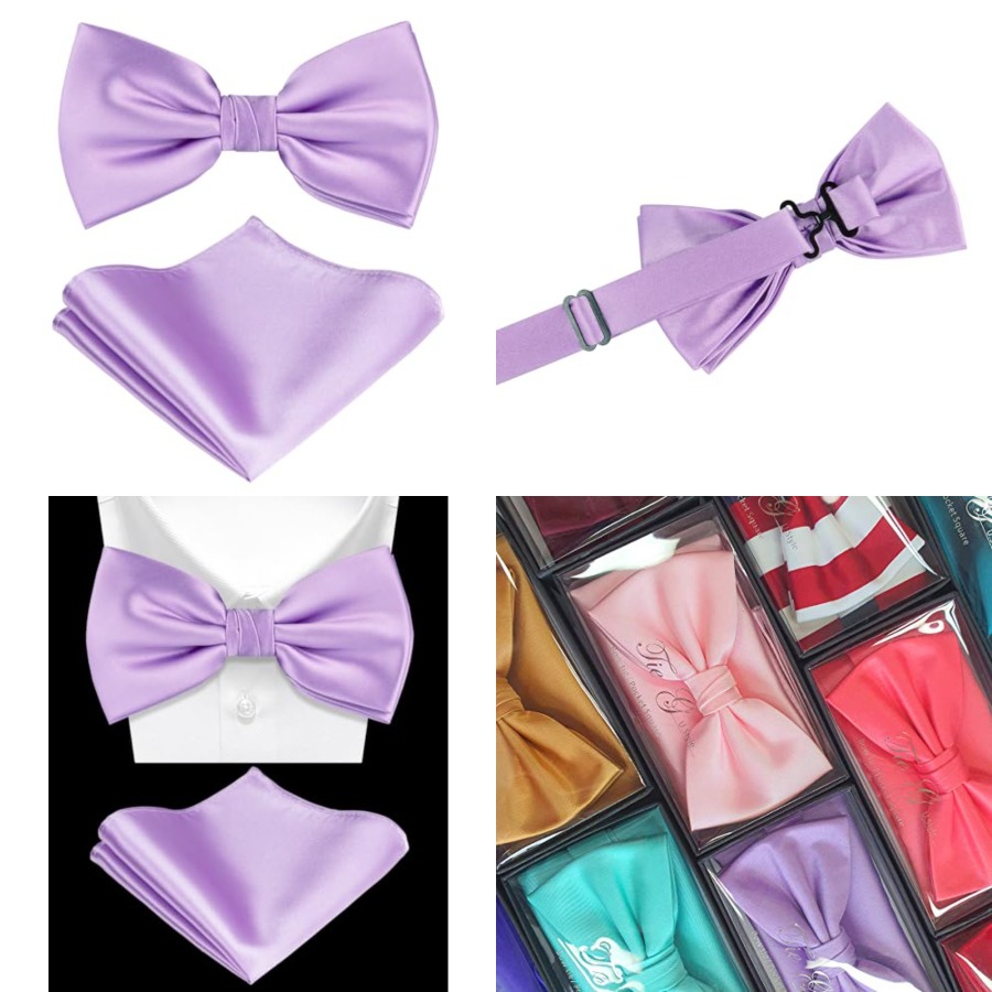 Solid Color Pre-tied Bow Tie a - Pocket Square Set avaliação e preço