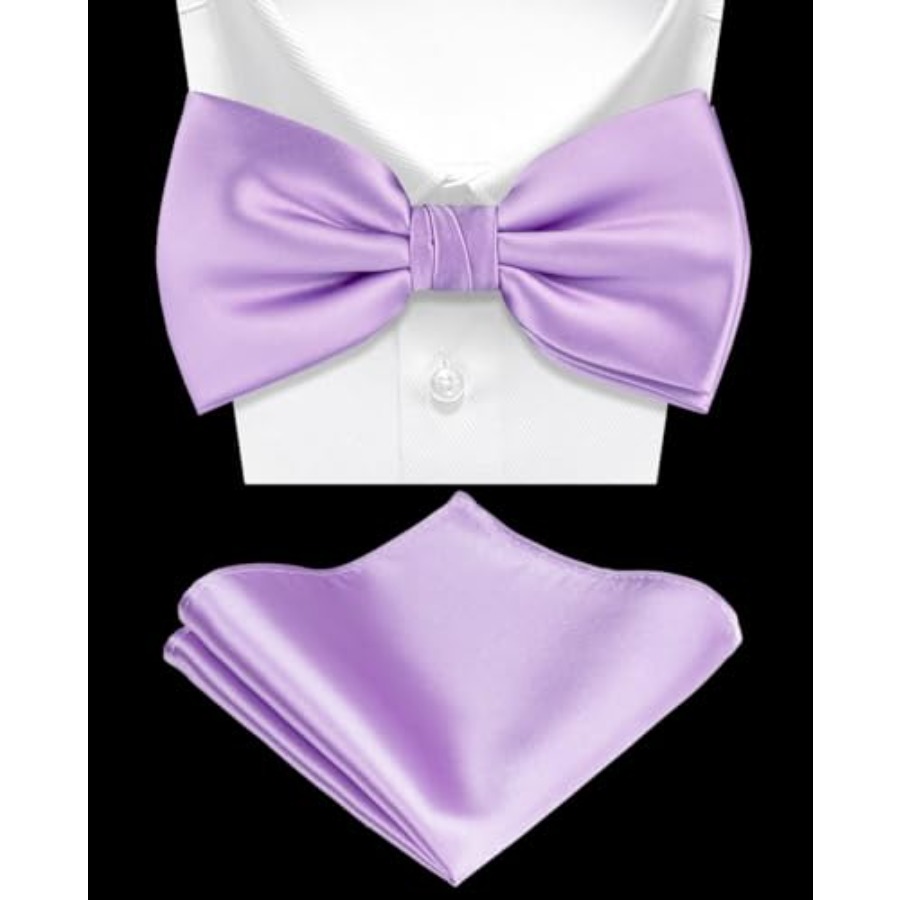 Solid Color Pre-tied Bow Tie a - Pocket Square Set avaliação e preço
