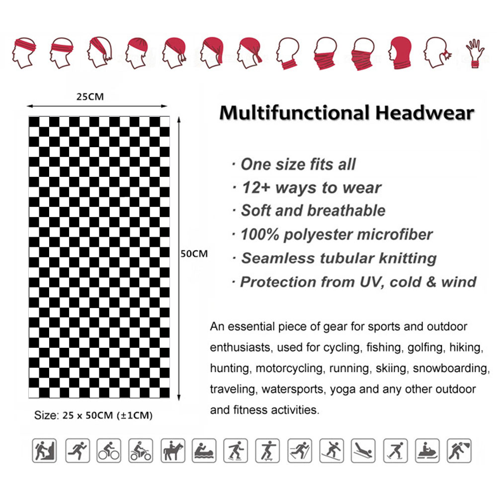 Checkered Ska Printed Headband - Neck Warmer Tube avaliação e preço