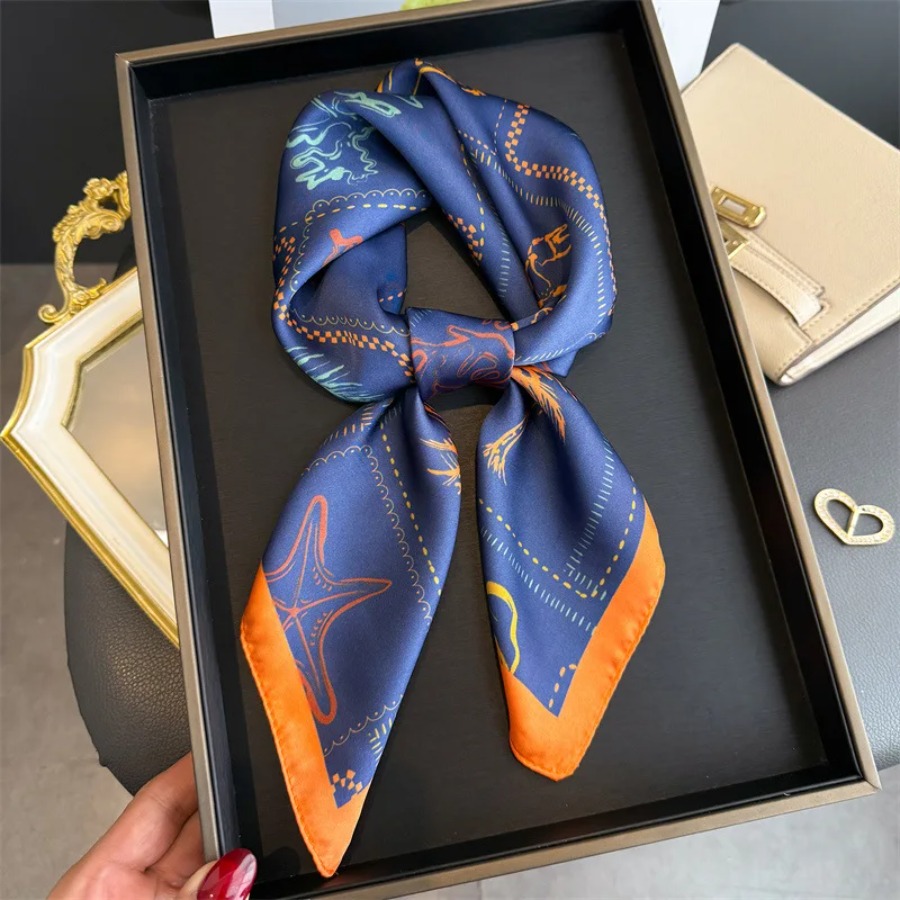 Blue Print Silk Square Scarf W - Bandana Cotton avaliação e preço