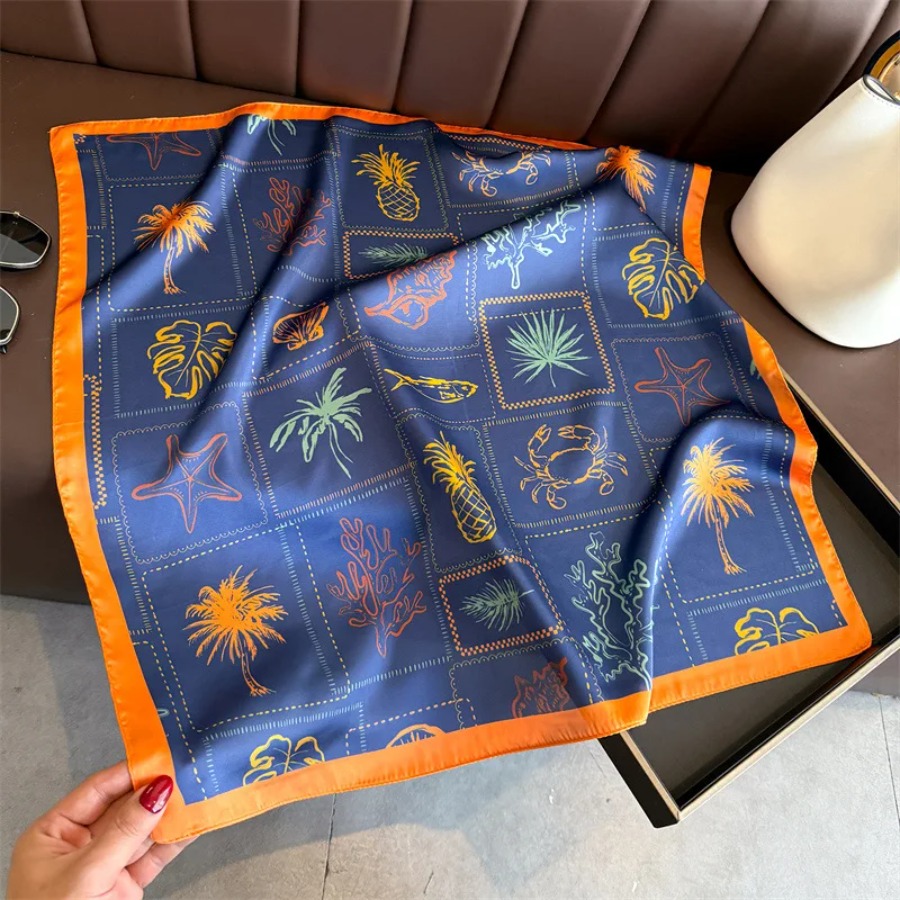 Blue Print Silk Square Scarf W - Bandana Cotton avaliação e preço