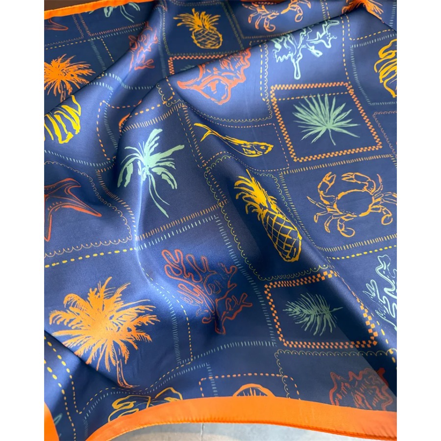 Blue Print Silk Square Scarf W - Bandana Cotton avaliação e preço