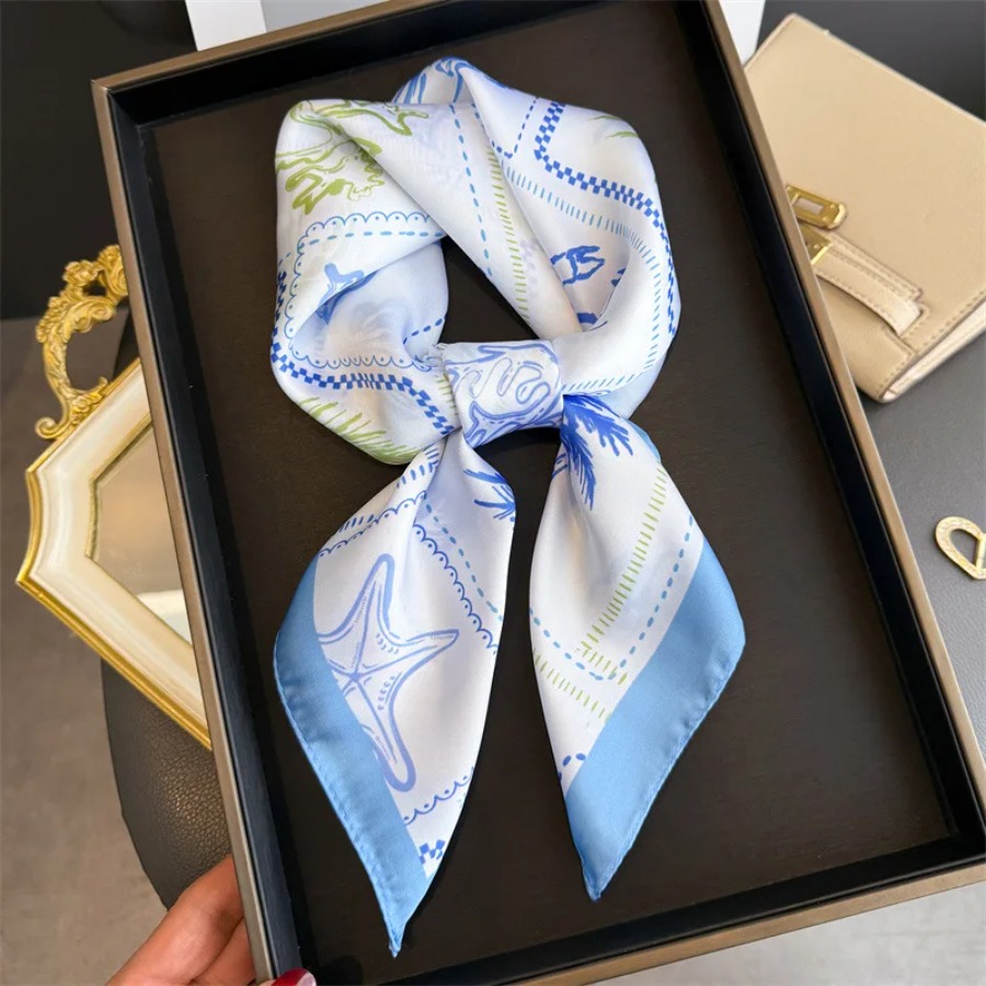 Blue Print Silk Square Scarf W - Bandana Cotton avaliação e preço
